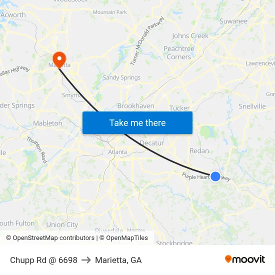 Chupp Rd @ 6698 to Marietta, GA map