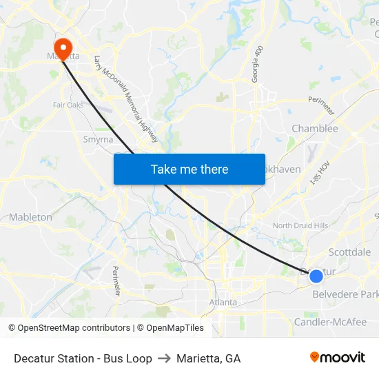 Decatur Station - Bus Loop to Marietta, GA map