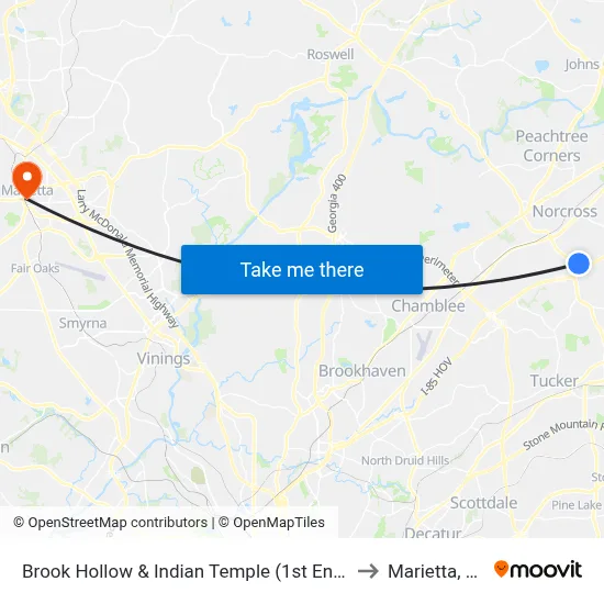 Brook Hollow & Indian Temple (1st Entran to Marietta, GA map