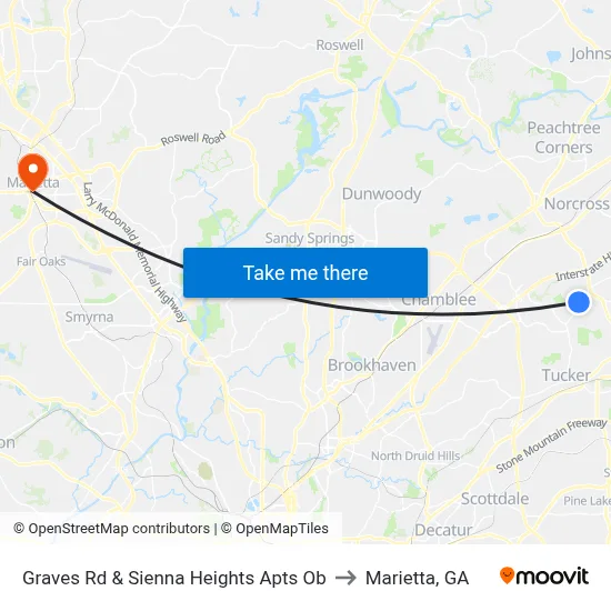 Graves Rd & Sienna Heights Apts Ob to Marietta, GA map