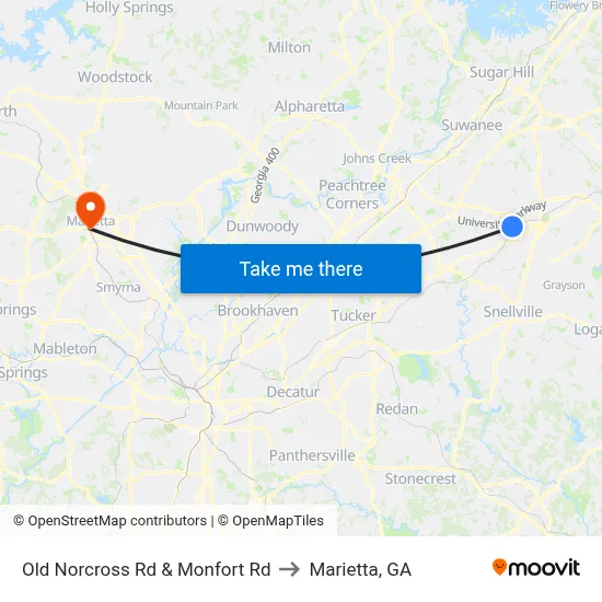 Old Norcross Rd & Monfort Rd to Marietta, GA map
