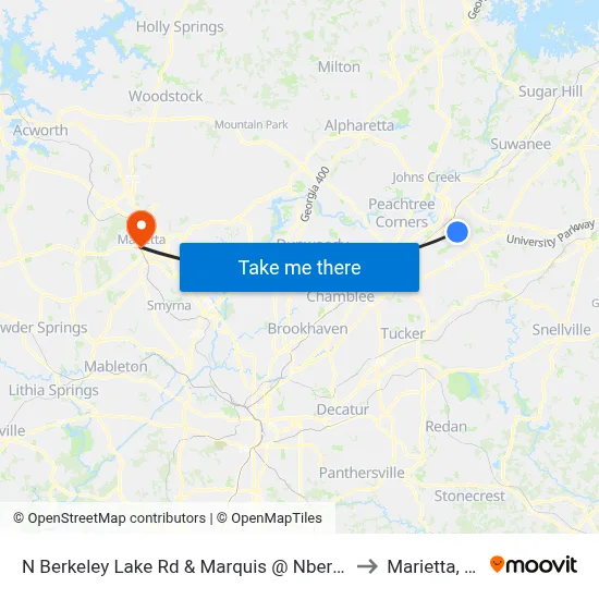 N Berkeley Lake Rd & Marquis @ Nberkeley to Marietta, GA map