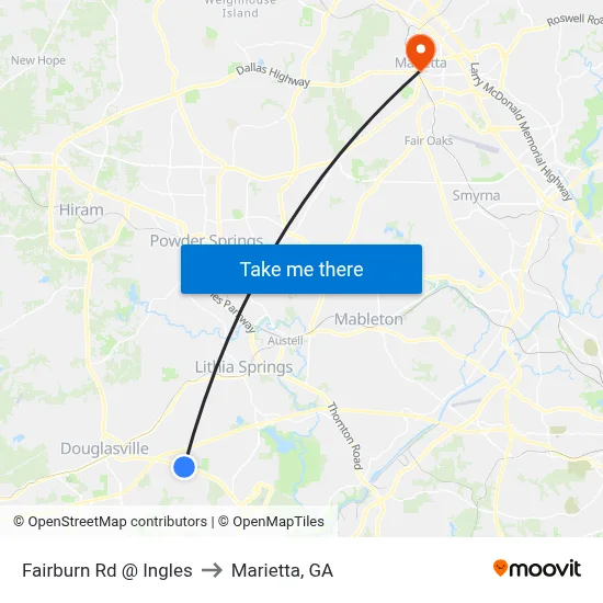 Fairburn Rd @ Ingles to Marietta, GA map