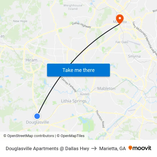 Douglasville Apartments @ Dallas Hwy to Marietta, GA map