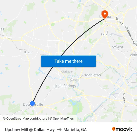 Upshaw Mill @ Dallas Hwy to Marietta, GA map
