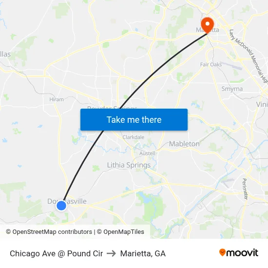Chicago Ave @ Pound Cir to Marietta, GA map