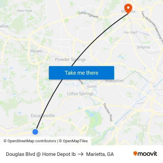 Douglas Blvd @ Home Depot Ib to Marietta, GA map