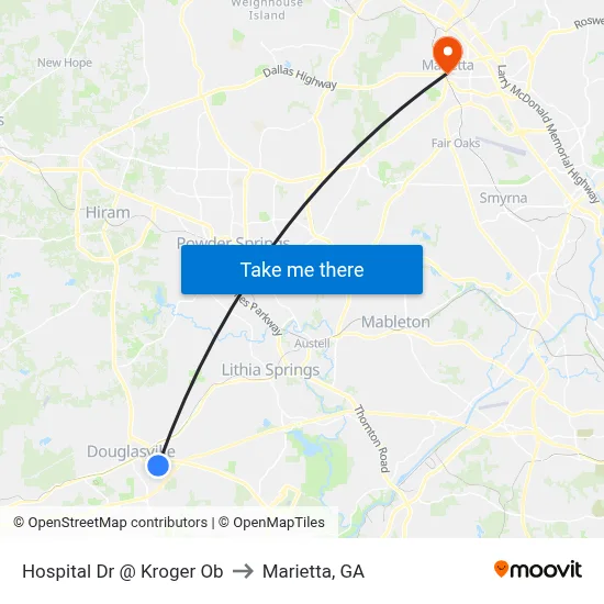 Hospital Dr @ Kroger Ob to Marietta, GA map