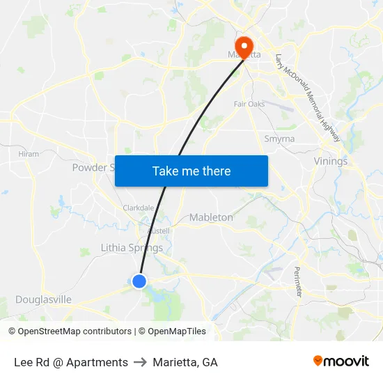 Lee Rd @ Apartments to Marietta, GA map