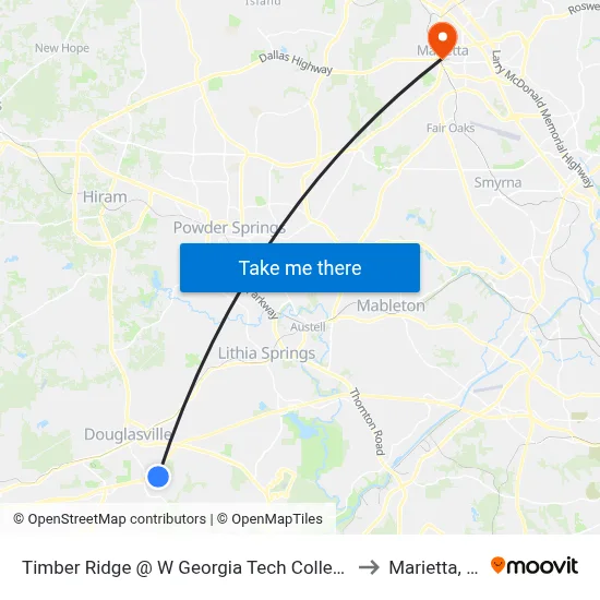 Timber Ridge @ W Georgia Tech College Ob to Marietta, GA map