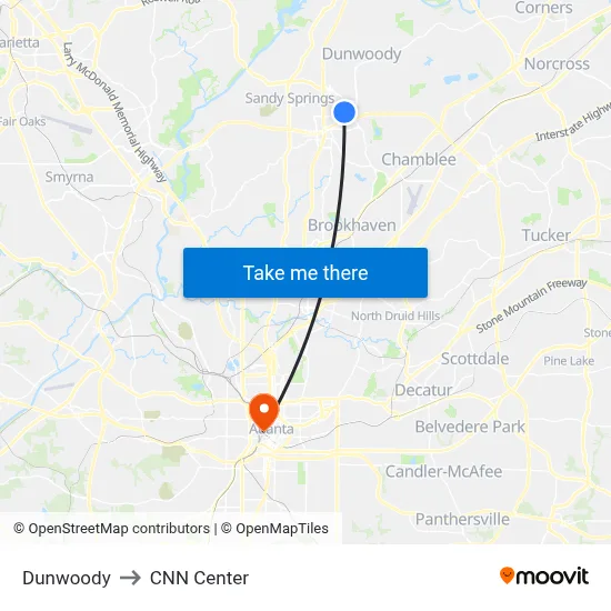 Dunwoody to CNN Center map