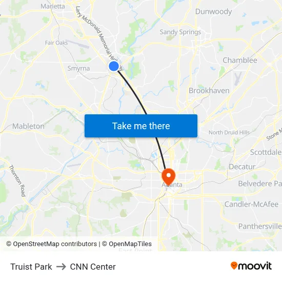 Truist Park to CNN Center map