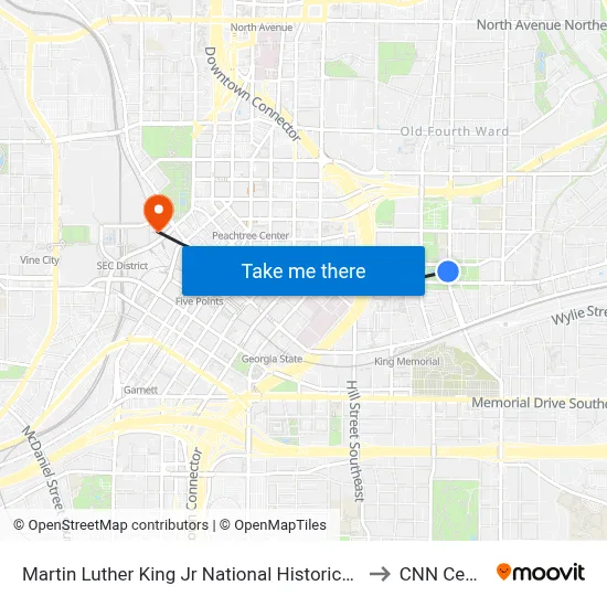 Martin Luther King Jr National Historical Park to CNN Center map