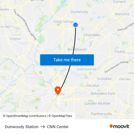Dunwoody Station to CNN Center map