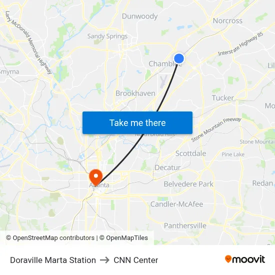 Doraville Marta Station to CNN Center map