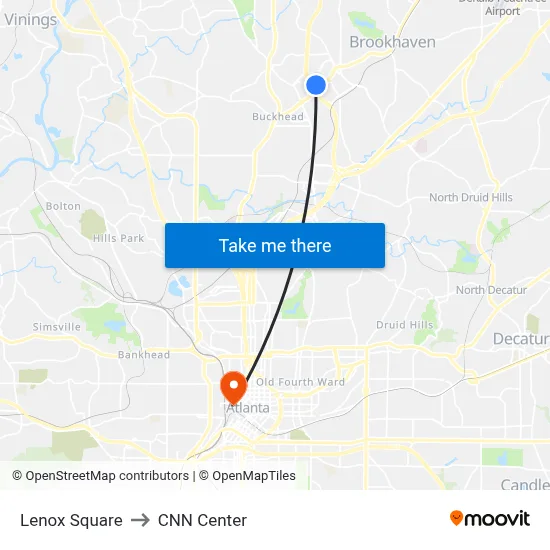 Lenox Square to CNN Center map