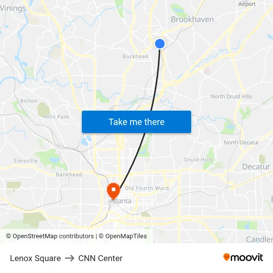 Lenox Square to CNN Center map