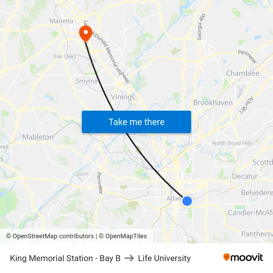King Memorial Station - Bay B to Life University map