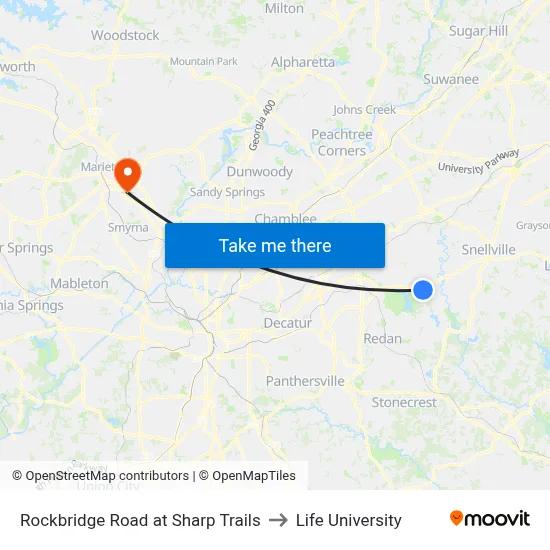 Rockbridge Road at Sharp Trails to Life University map