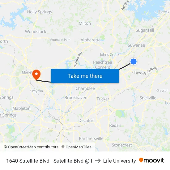 1640 Satellite Blvd - Satellite Blvd @ I to Life University map