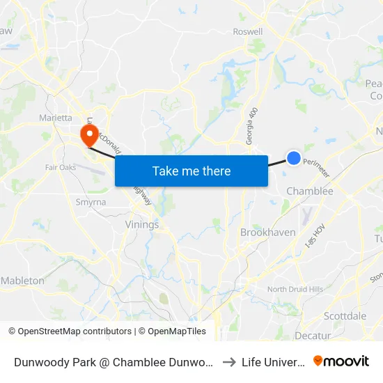 Dunwoody Park @ Chamblee Dunwoody Rd to Life University map