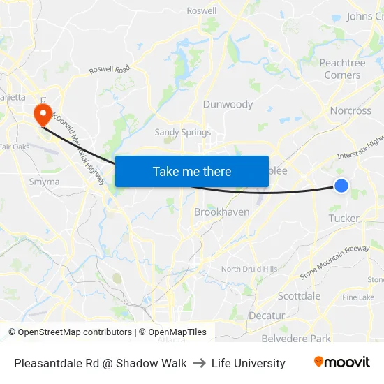 Pleasantdale Rd @ Shadow Walk to Life University map