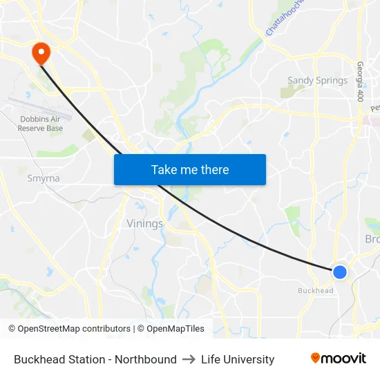 Buckhead Station - Northbound to Life University map