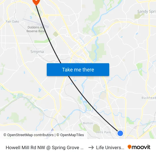 Howell Mill Rd NW @ Spring Grove Ave to Life University map