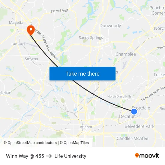 Winn Way @ 455 to Life University map
