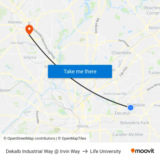 Dekalb Industrial Way @ Irvin Way to Life University map