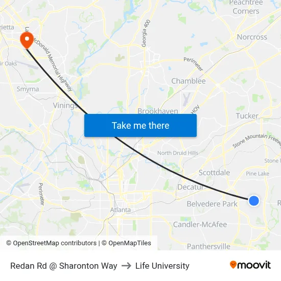 Redan Rd @ Sharonton Way to Life University map
