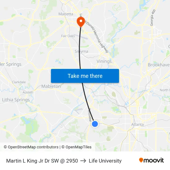 Martin L King Jr Dr SW @ 2950 to Life University map