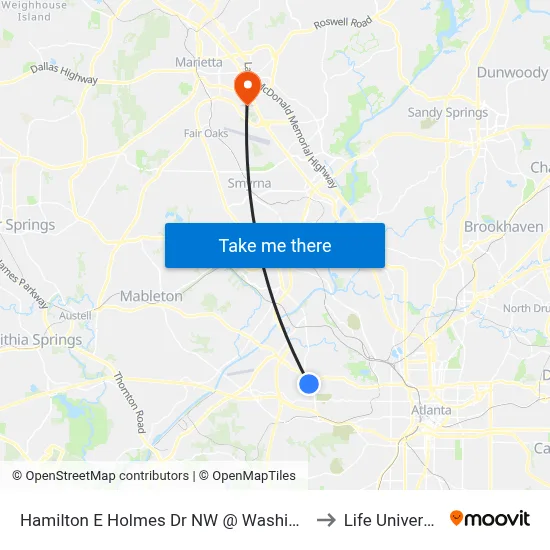 Hamilton E Holmes Dr NW @ Washington to Life University map