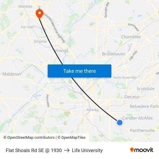Flat Shoals Rd SE @ 1930 to Life University map
