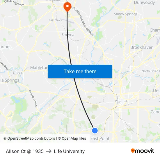 Alison Ct @ 1935 to Life University map