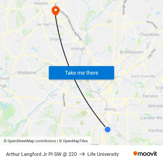 Arthur Langford Jr Pl SW @ 220 to Life University map