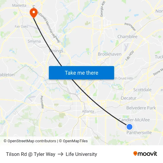 Tilson Rd @ Tyler Way to Life University map