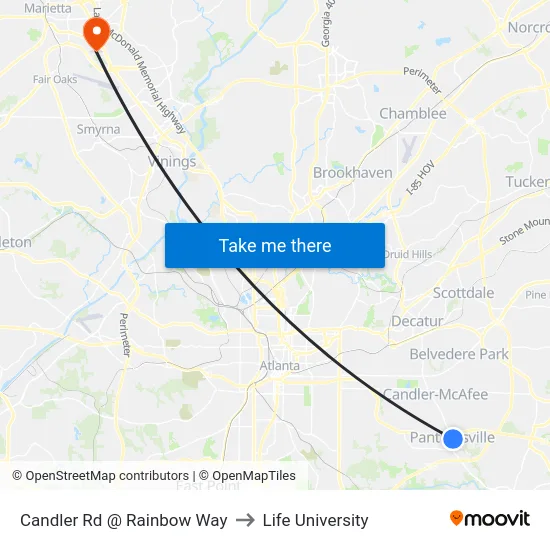 Candler Rd @ Rainbow Way to Life University map
