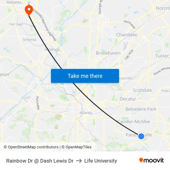 Rainbow Dr @ Dash Lewis Dr to Life University map