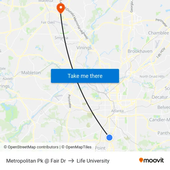 Metropolitan Pk @ Fair Dr to Life University map