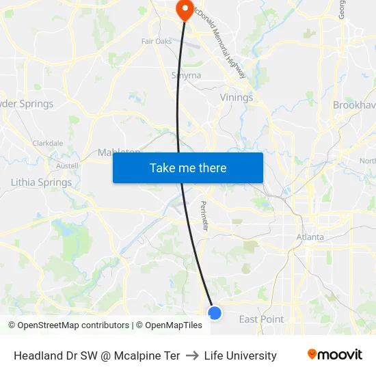 Headland Dr SW @ Mcalpine Ter to Life University map