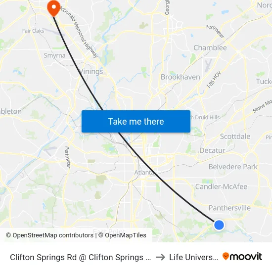 Clifton Springs Rd @ Clifton Springs Mnr to Life University map