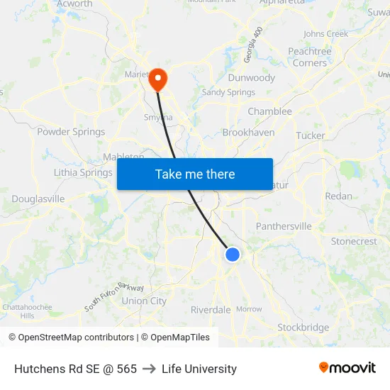 Hutchens Rd SE @ 565 to Life University map