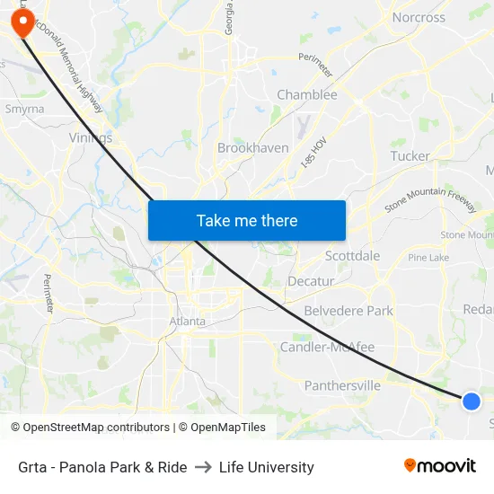 Grta - Panola Park & Ride to Life University map