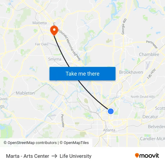 Marta - Arts Center to Life University map