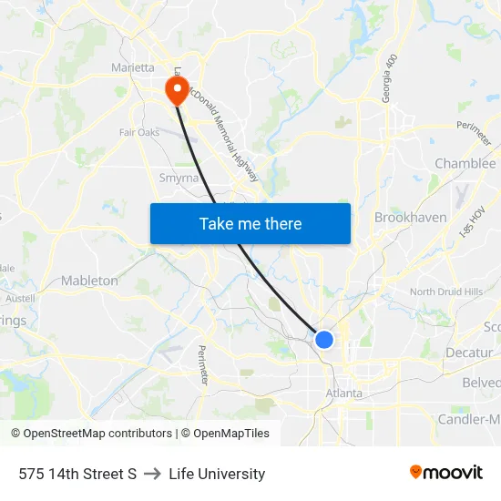 575 14th Street S to Life University map