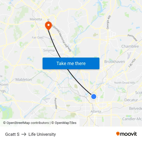 Gcatt S to Life University map