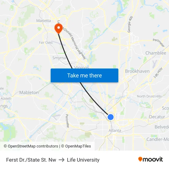 Ferst Dr./State St. Nw to Life University map