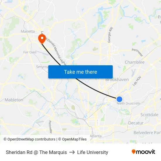 Sheridan Rd @ The Marquis to Life University map