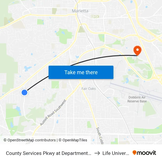 County Services Pkwy at Department Of Mo to Life University map